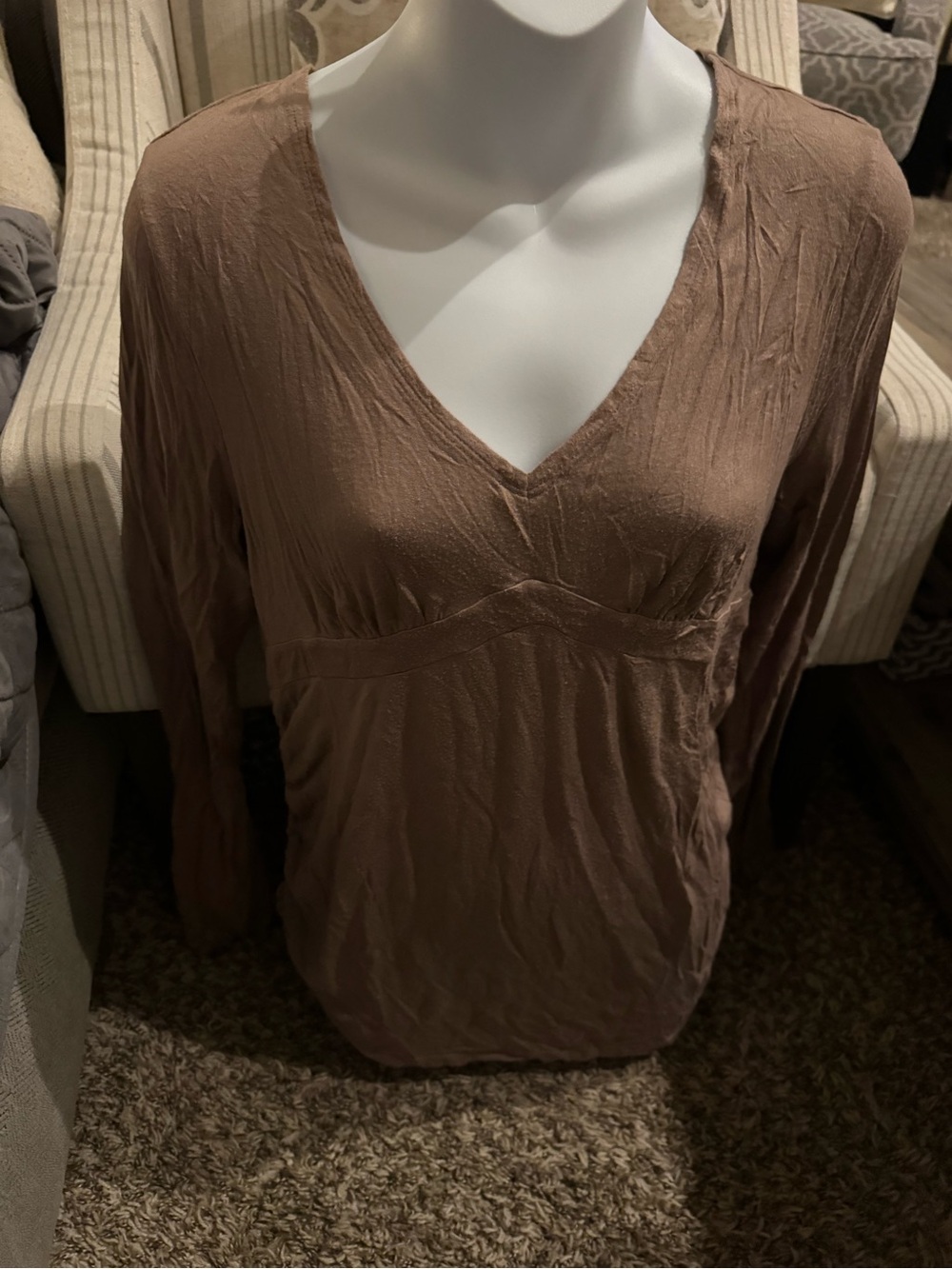 Old Navy maternity taupe V-Neck Long Sleeve Top